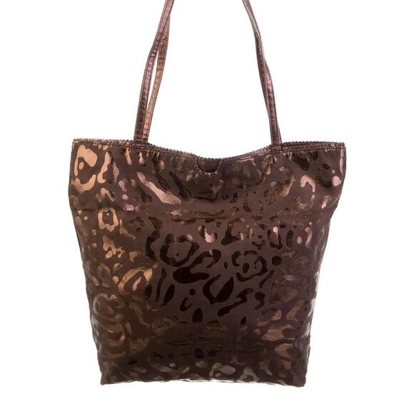 CARLOS FALCI Metallic Bronze Leopard print suede tote - Picture 3 of 8